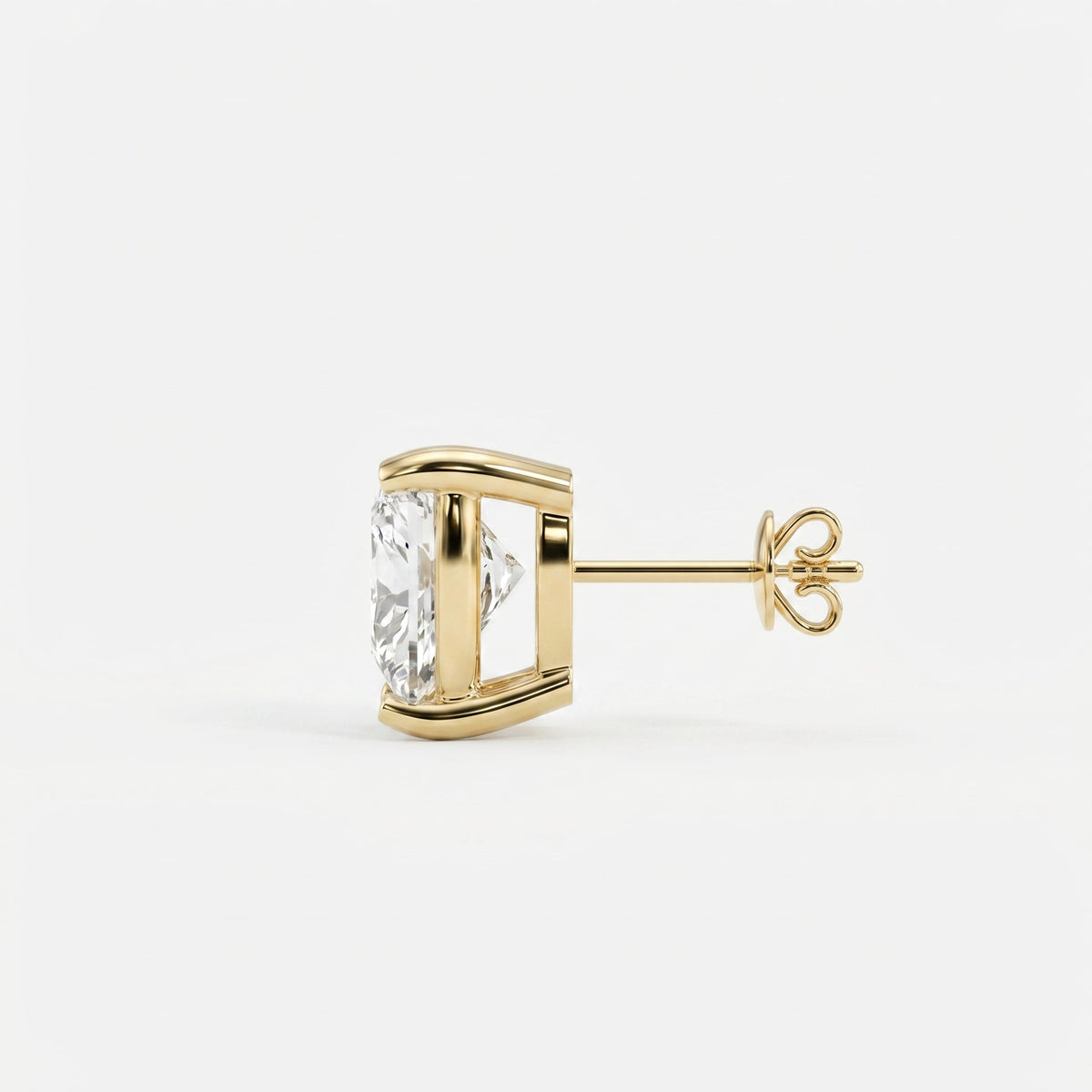 3-Prong Heart Cut Diamond Stud Earrings, view 4