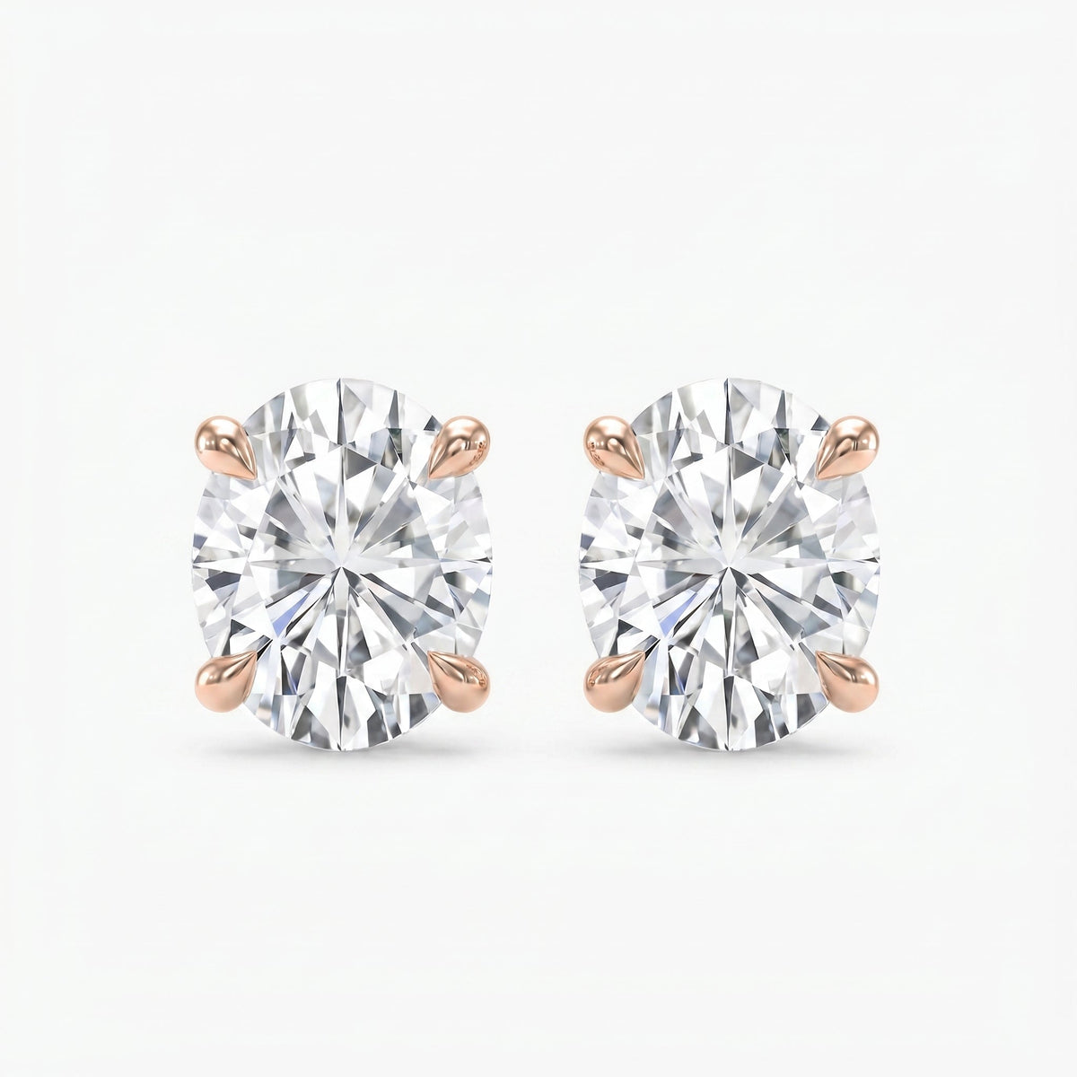 Oval Diamond Stud Earring, view 5