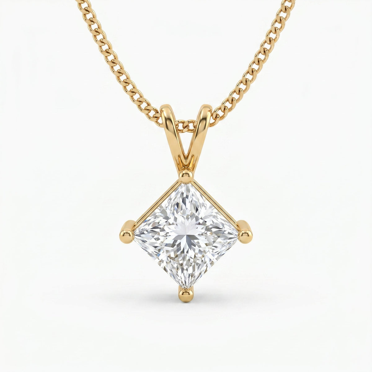 Princess Cut Diamond Solitaire Pendant Necklace, view 1