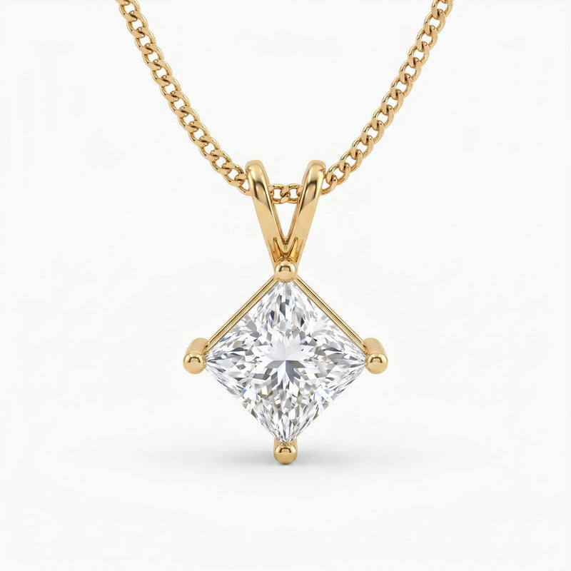 Princess Cut Diamond Solitaire Pendant Necklace, view 1