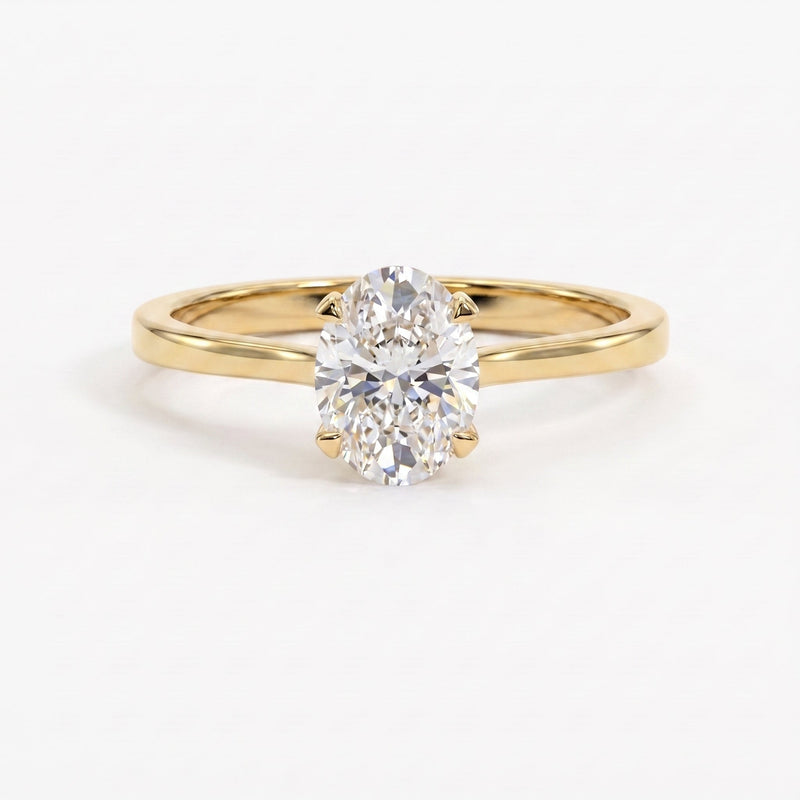 Classic Oval Shape Diamond Solitaire Engagement Ring, view 1