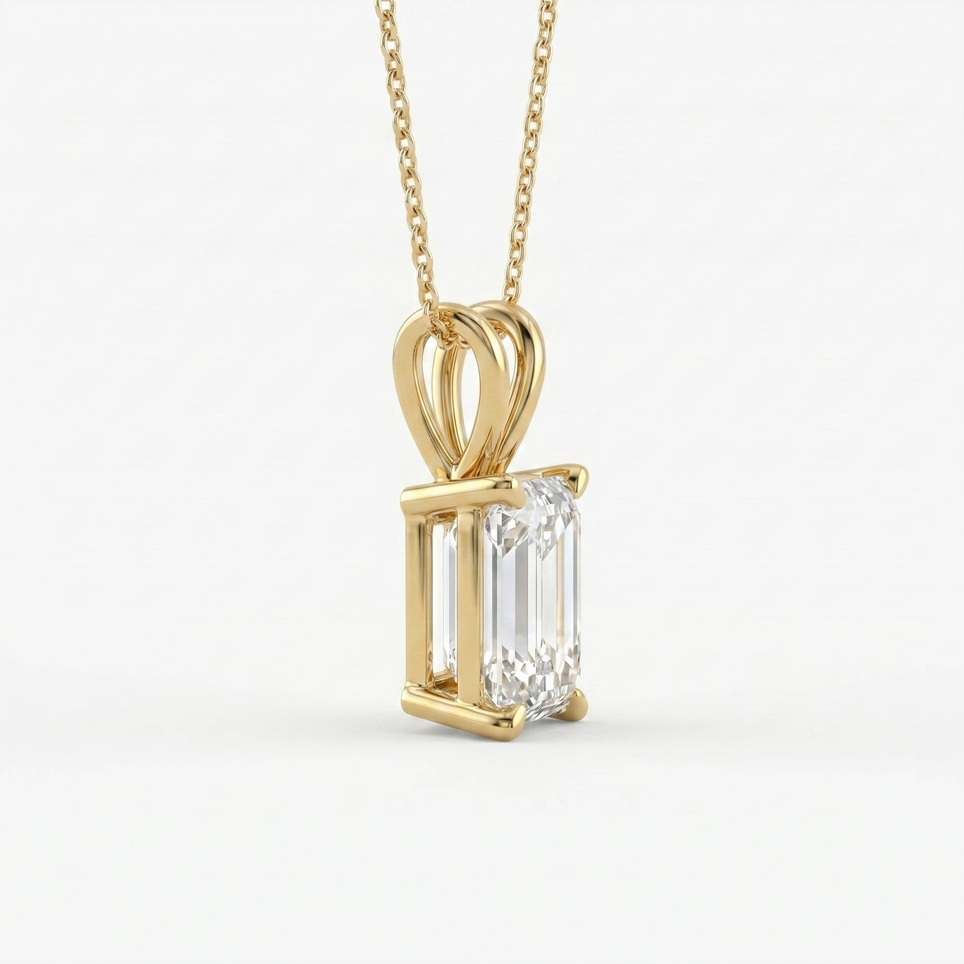 Emerald Cut Diamond Pendant Necklace, view 5