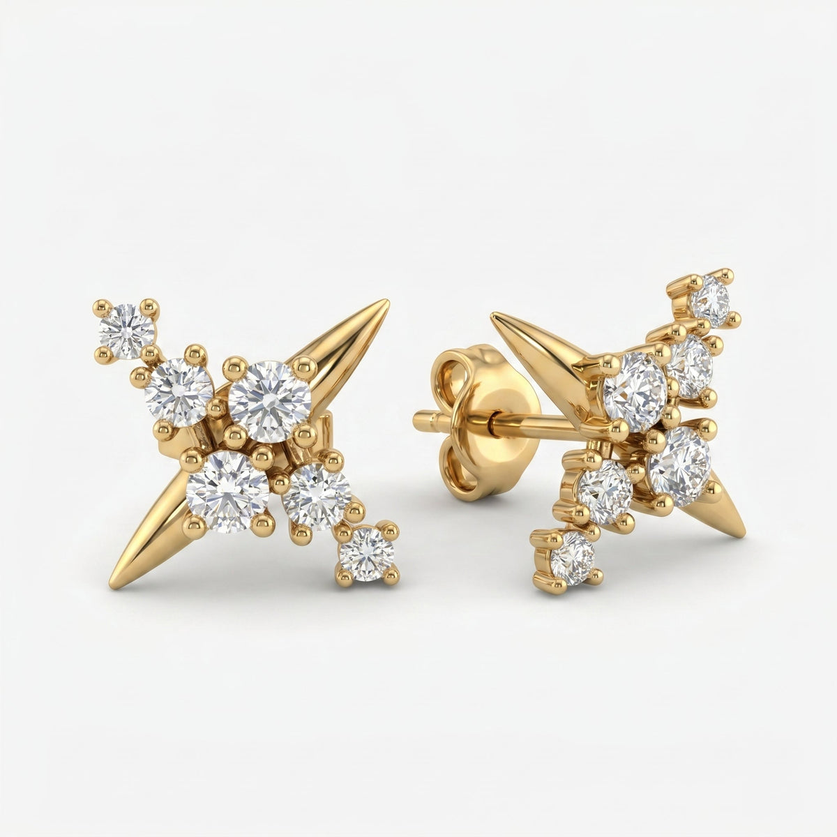 Celestial Diamond Cluster Stud Earrings, view 3