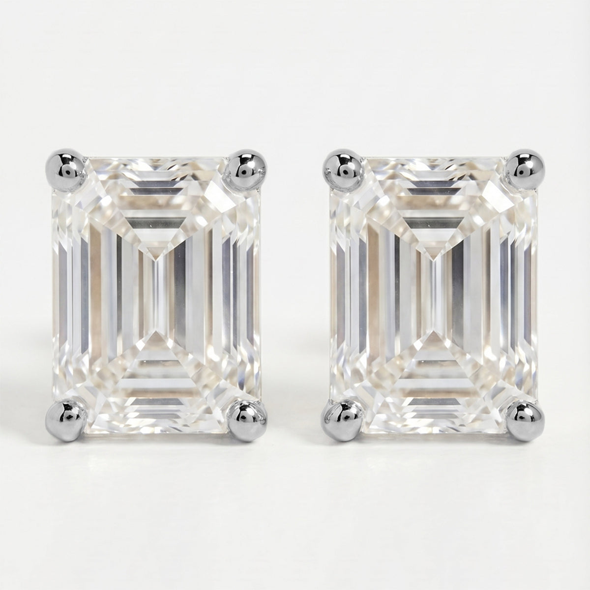 Emerald Diamond Earring Stud, view 5