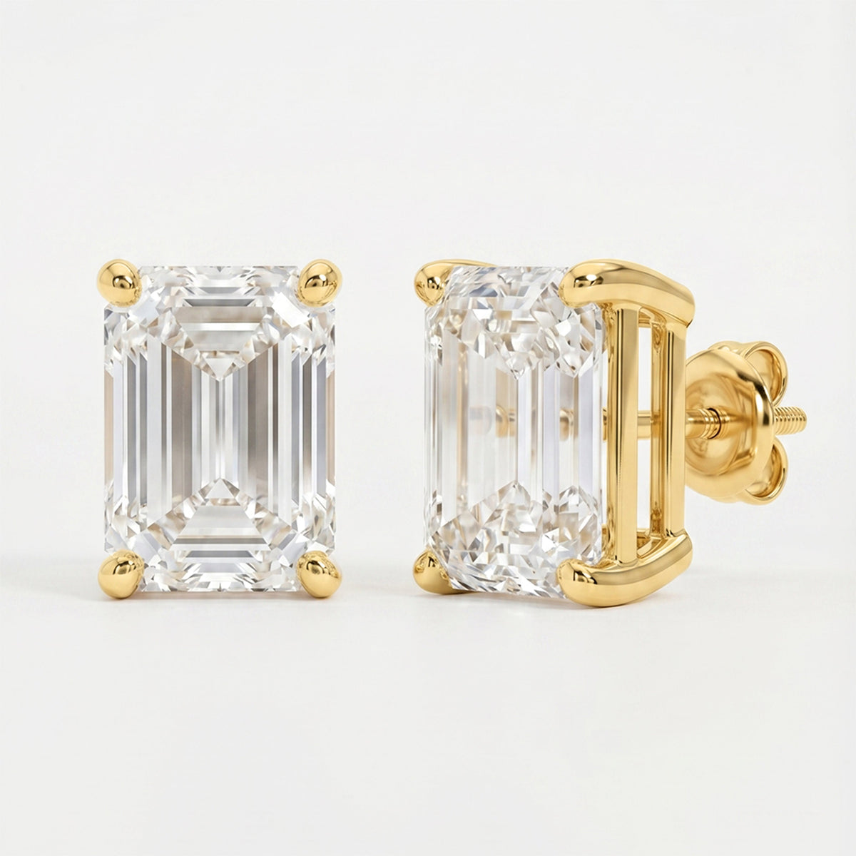 Emerald Diamond Earring Stud, view 3