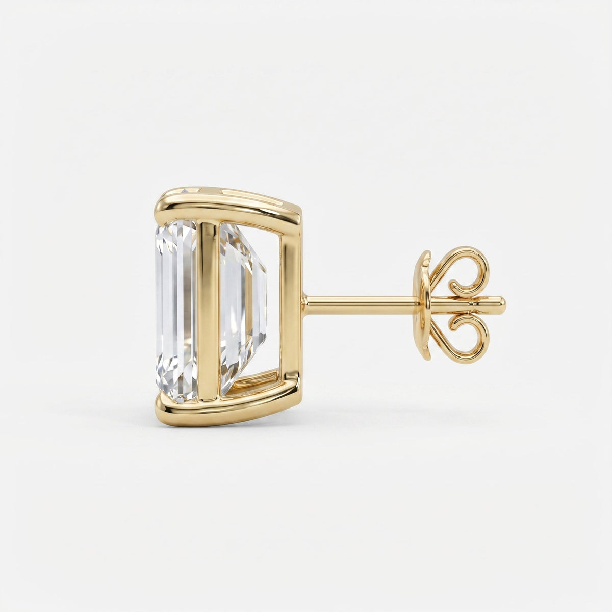 Emerald Diamond Earring Stud, view 4