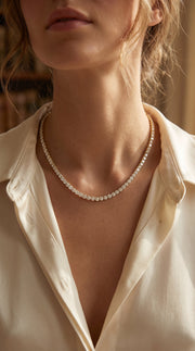 Experience timeless sparkle Round Diamond Tennis Necklace, view 2