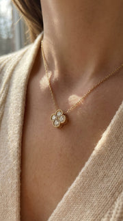 Heritage Clover Diamond Pendant Necklace, view 2