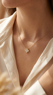 Clover Diamond Heritage Necklace, Pavé Quatrefoil Charm Jewellery, view 2