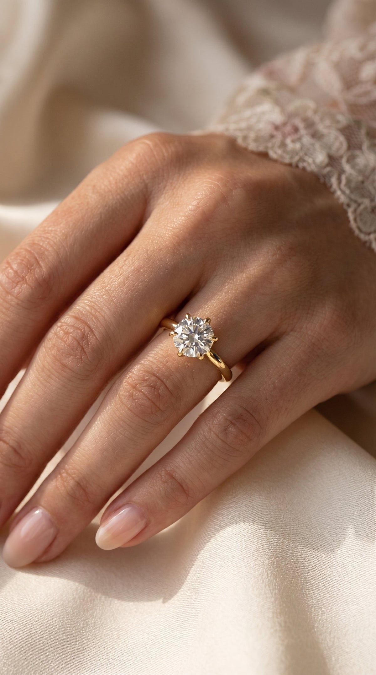 Classic Round Cut Diamond Solitaire Engagement Ring, view 2