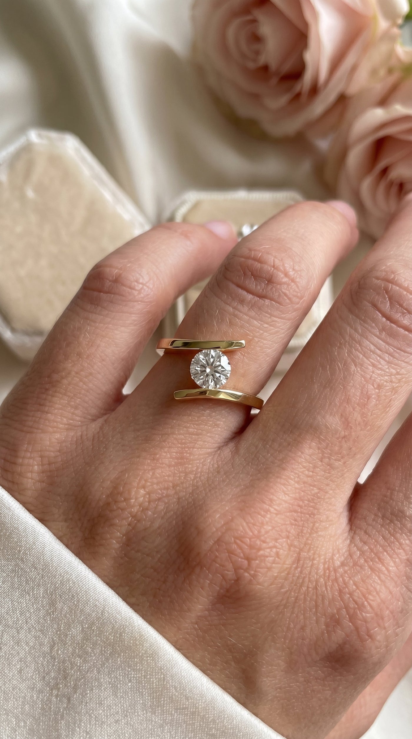 Contemporary Twisted Bypass Diamond Ring, view 2