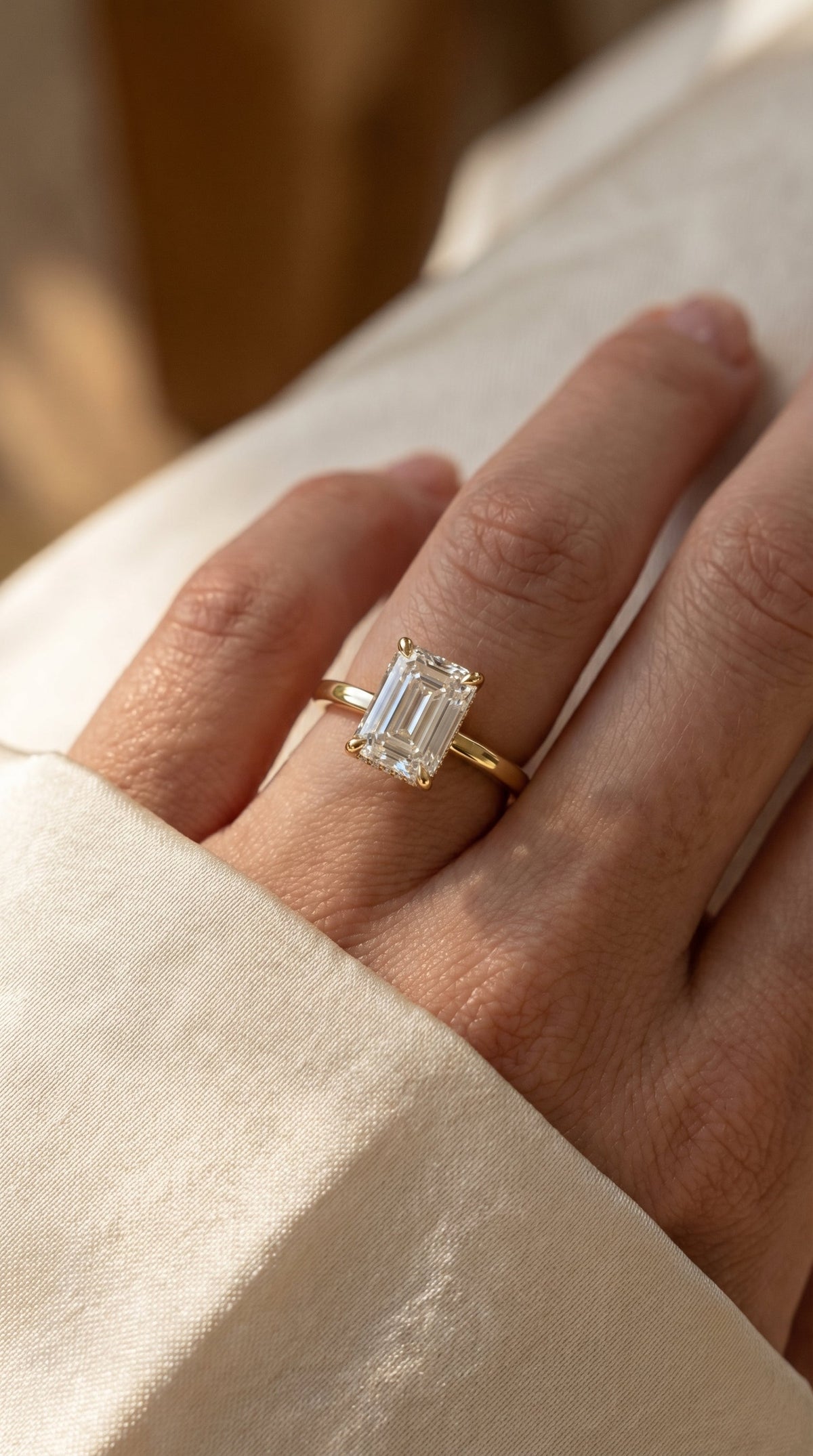 Emerald Cut Eclipse Ring, view 2