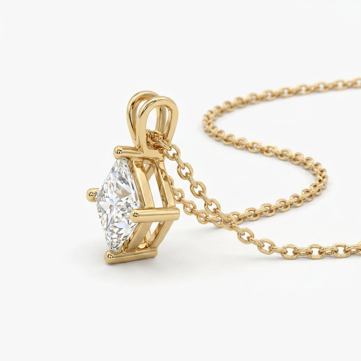 Princess Cut Diamond Solitaire Pendant Necklace, view 3