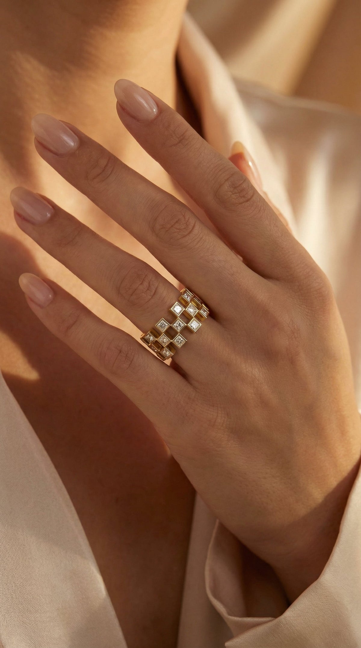 Bold Geometric Princess Cut Diamond Band, view 2