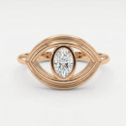 Modern Oval Cut Diamond Eye Design Ring, view 6