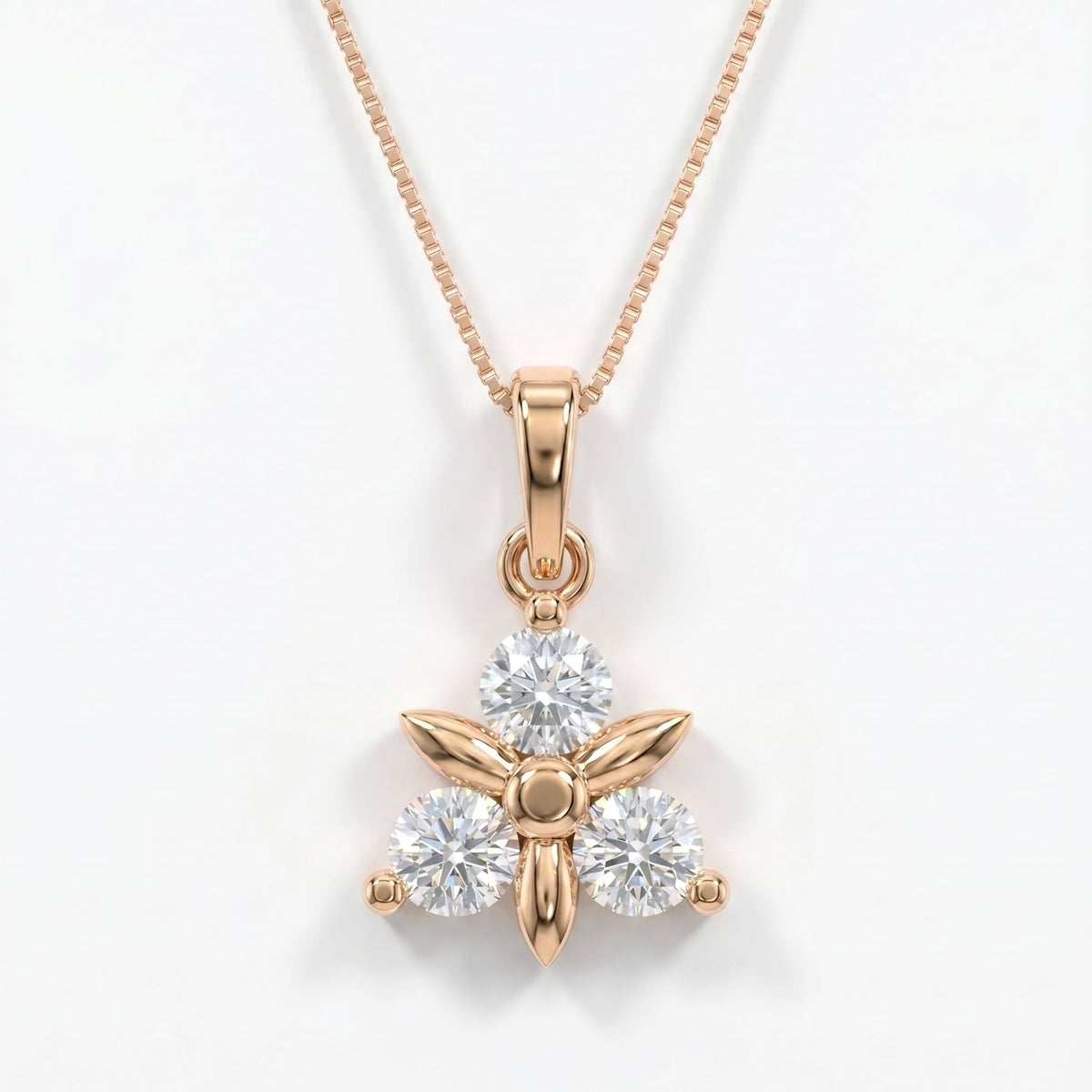 Elegant Floral Diamond Pendant Necklace, view 5