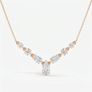 Pear & Round Cut Diamond V-Shape Diamond Pendant Necklace, view 5
