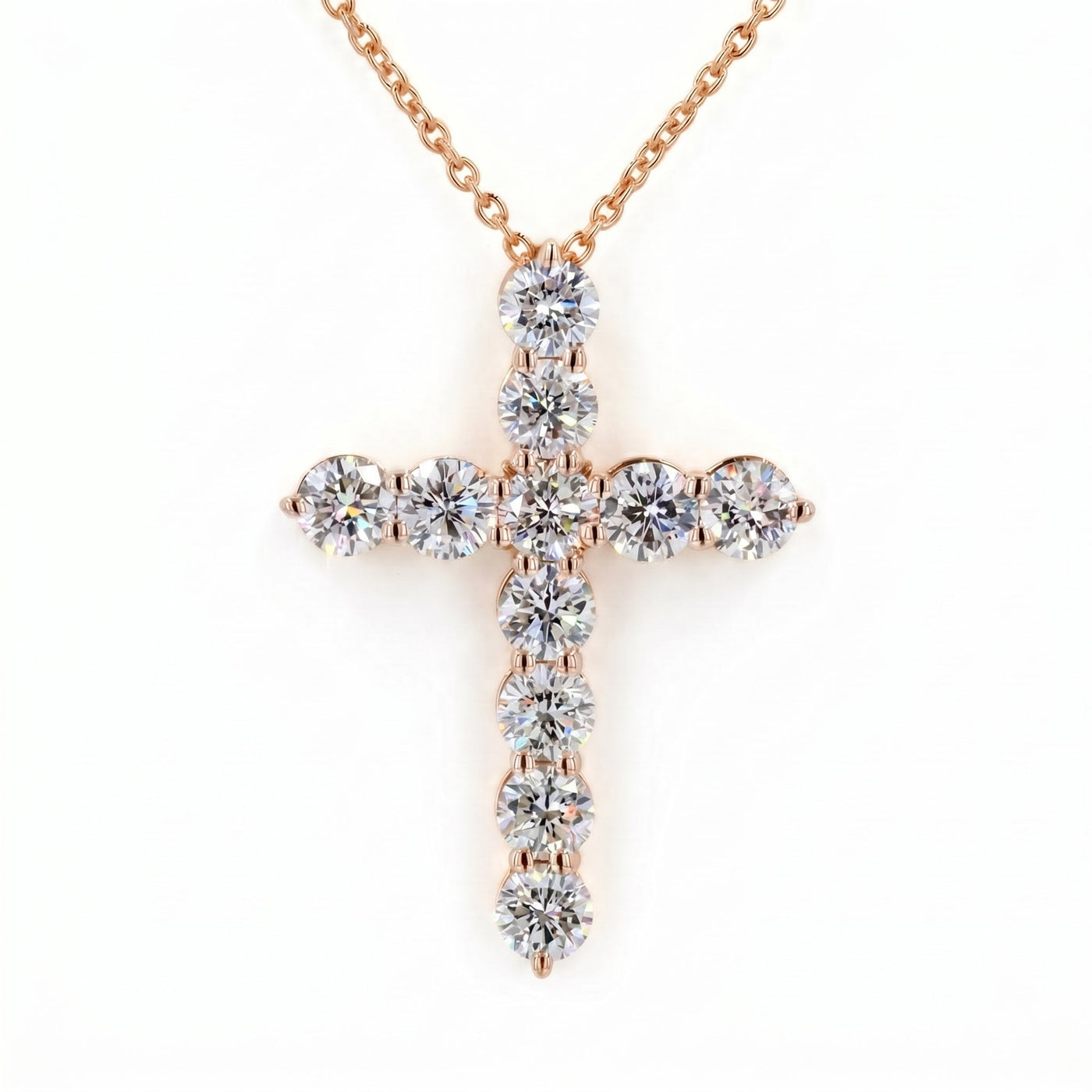 Round Diamond Cross Pendant Necklace, view 8
