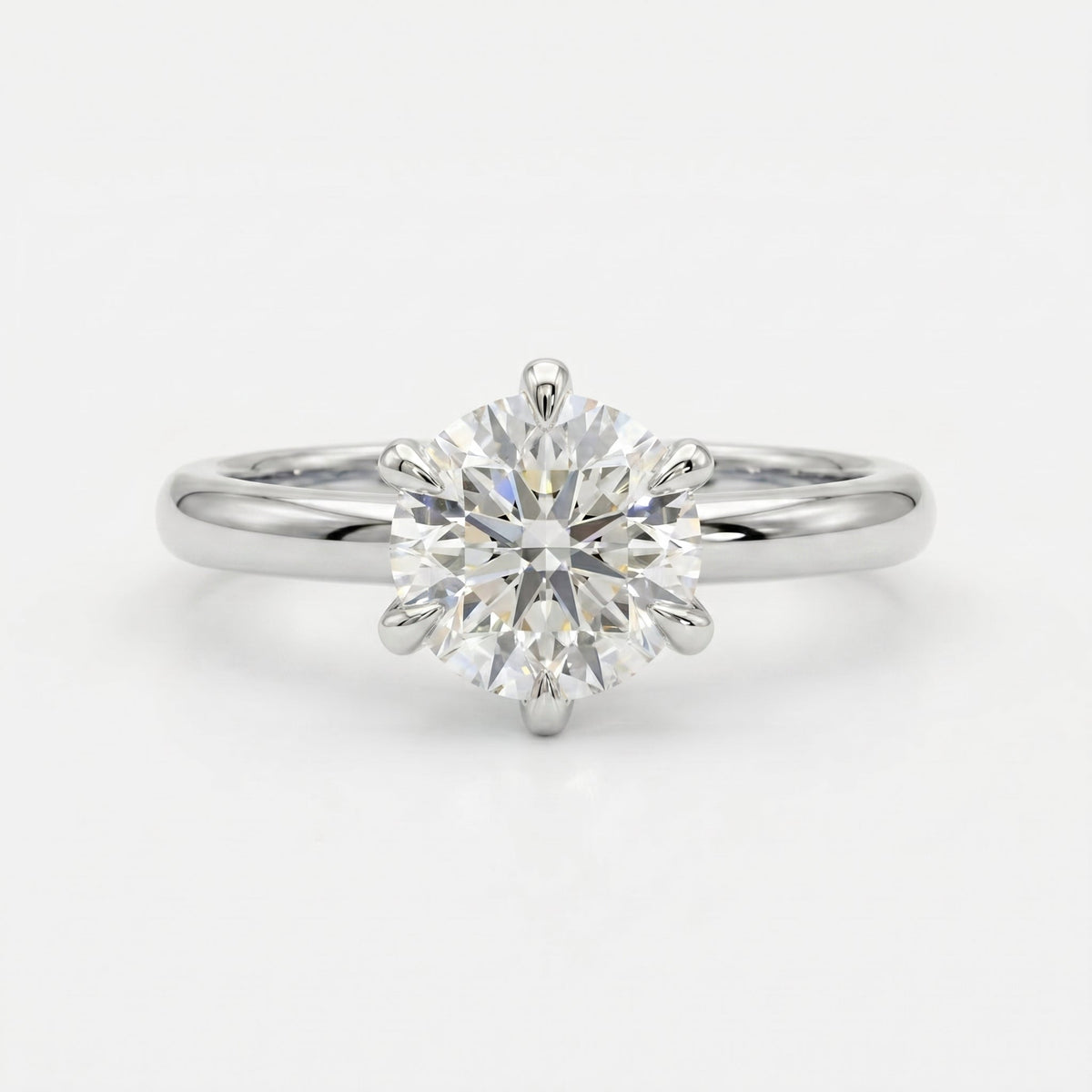 Classic Round Cut Diamond Solitaire Engagement Ring, view 5