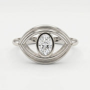 Modern Oval Cut Diamond Eye Design Ring, view 7