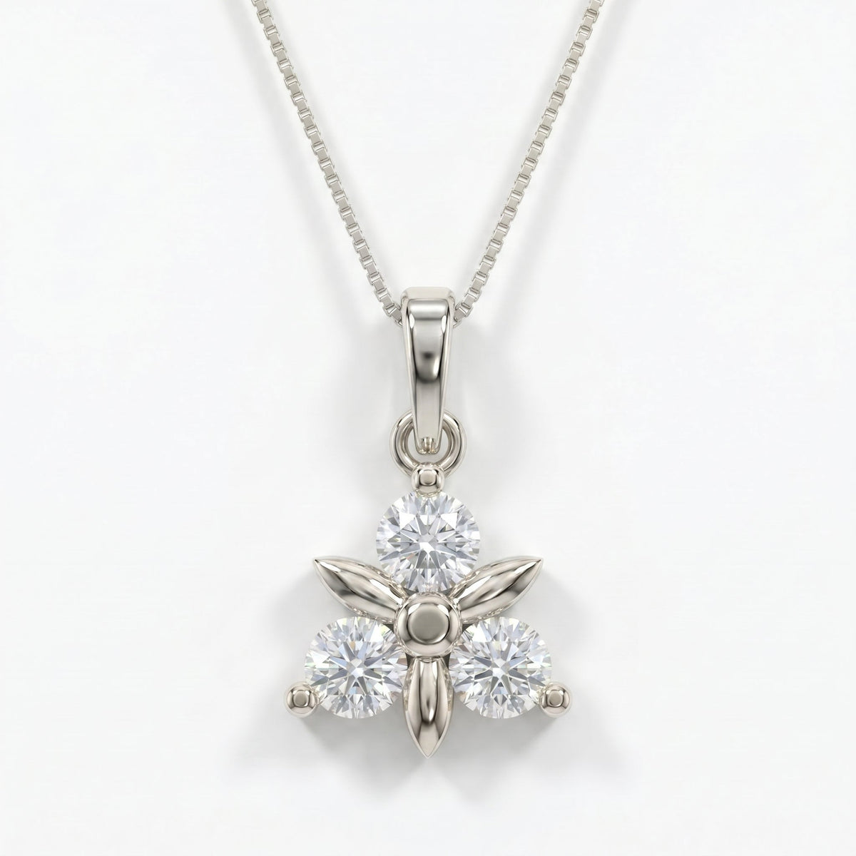 Elegant Floral Diamond Pendant Necklace, view 6