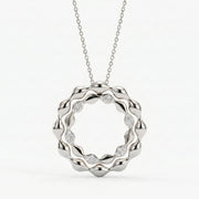 Elegant Diamond Wave Circle Pendant Necklace, view 6