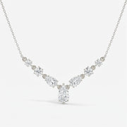 Pear & Round Cut Diamond V-Shape Diamond Pendant Necklace, view 6