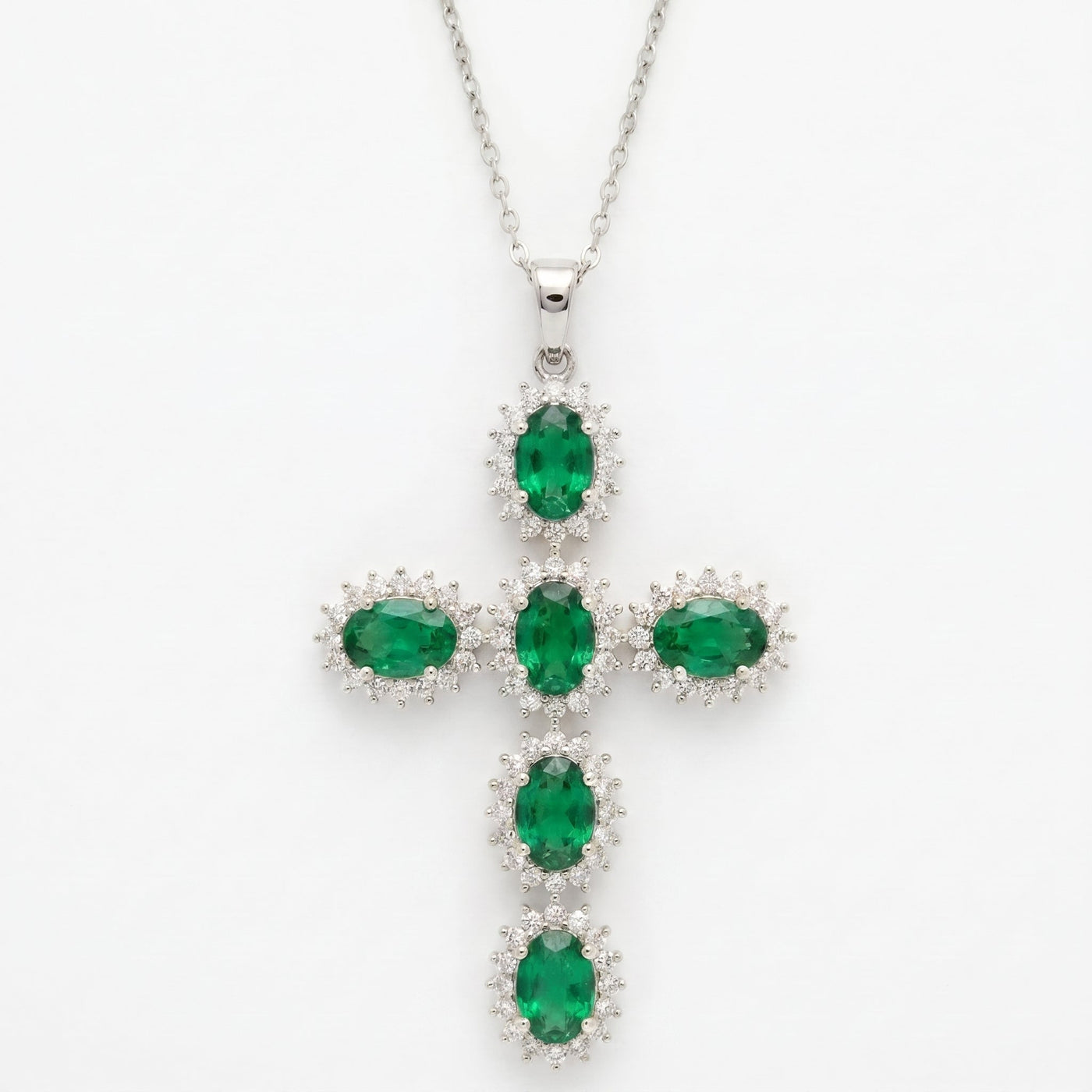 Sterling Oval-Cut Cross Pendant Necklace by Gold & Richie, view 6