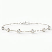 Diamond Station Bracelet, Bezel Set Round Diamonds Minimalist Chain Design, view 5