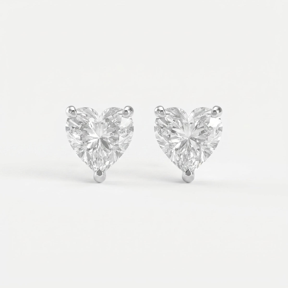 3-Prong Heart Cut Diamond Stud Earrings, view 6