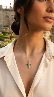 Sterling Oval-Cut Cross Pendant Necklace by Gold & Richie, view 2