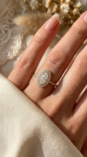 Marquise cut diamond Side Stone Engagement ring, view 2