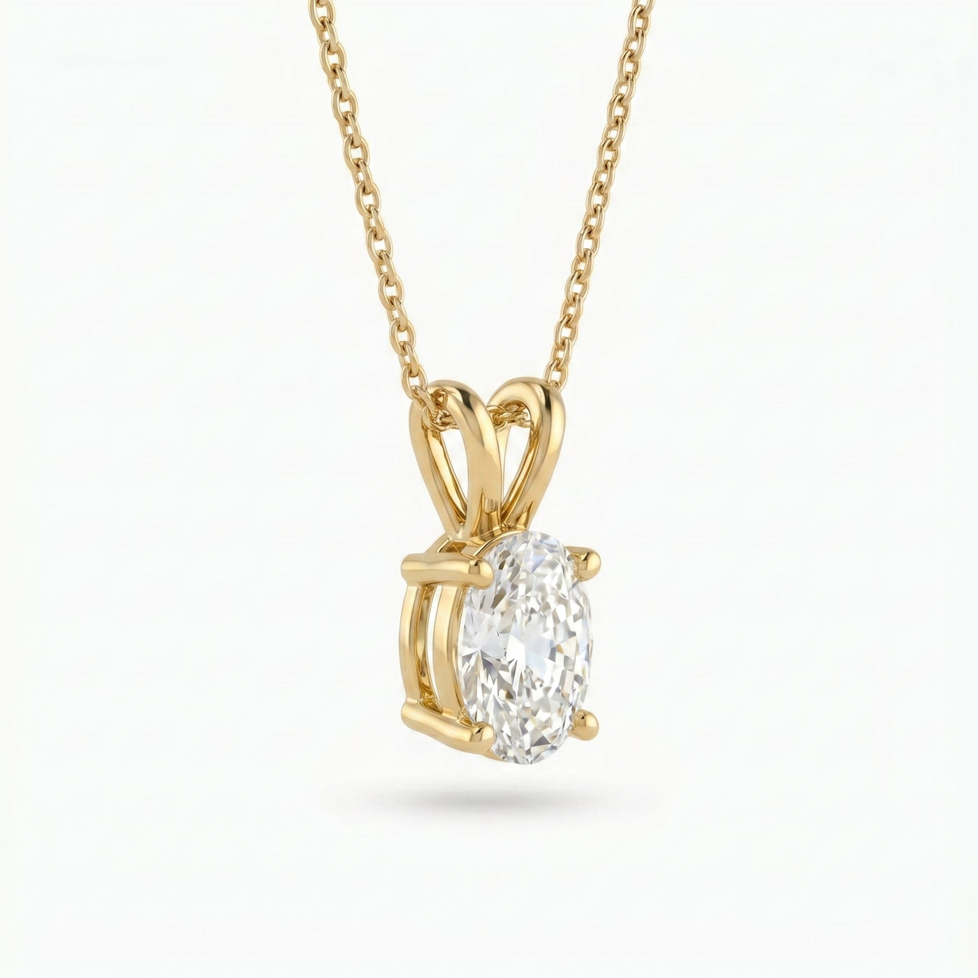 Oval Cut Diamond Solitaire Pendant Necklace, view 3