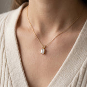 Emerald Cut Diamond Pendant Necklace, view 2