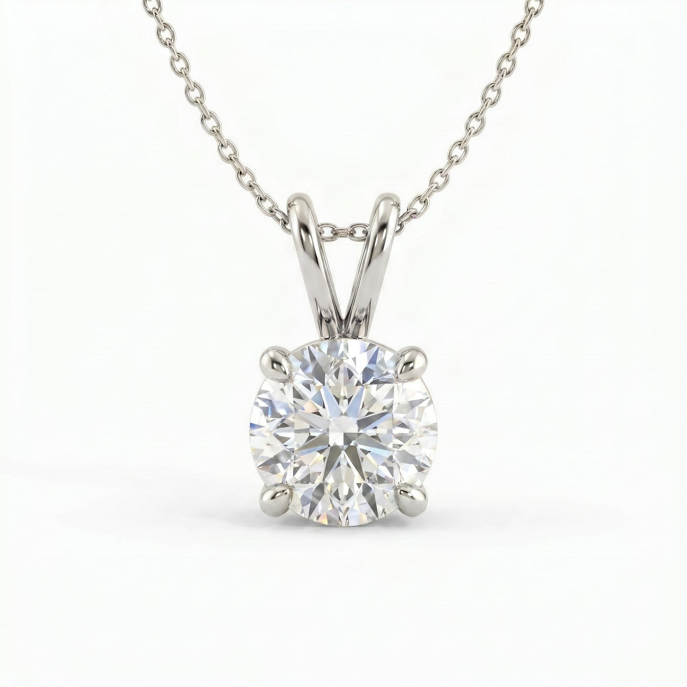 Round Brilliant Diamond Solitaire Pendant Necklace, view 6