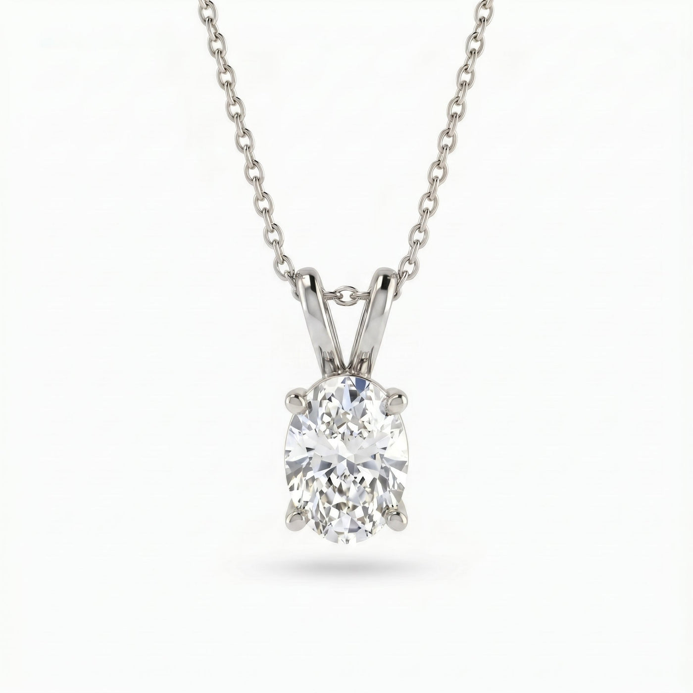 Oval Cut Diamond Solitaire Pendant Necklace, view 6