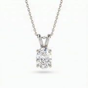 Oval Cut Diamond Solitaire Pendant Necklace, view 6