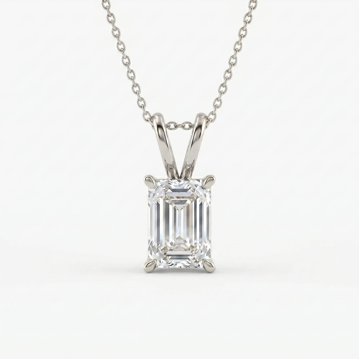 Emerald Cut Diamond Pendant Necklace, view 3