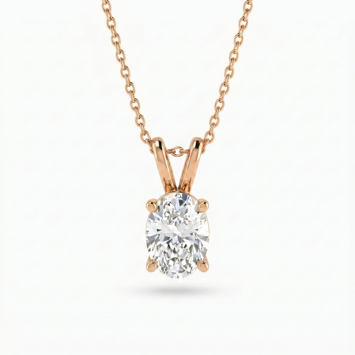 Oval Cut Diamond Solitaire Pendant Necklace, view 5