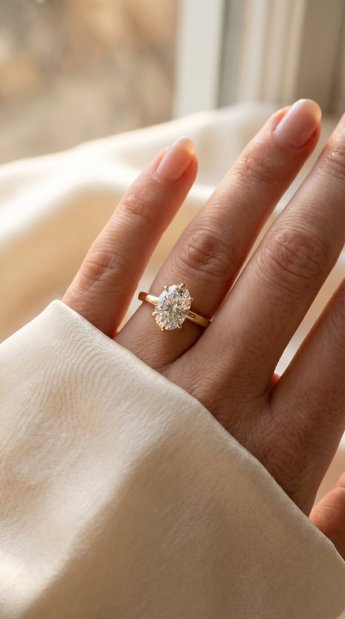 Oval Diamond Six Prong Solitaire Engagement Ring, view 2
