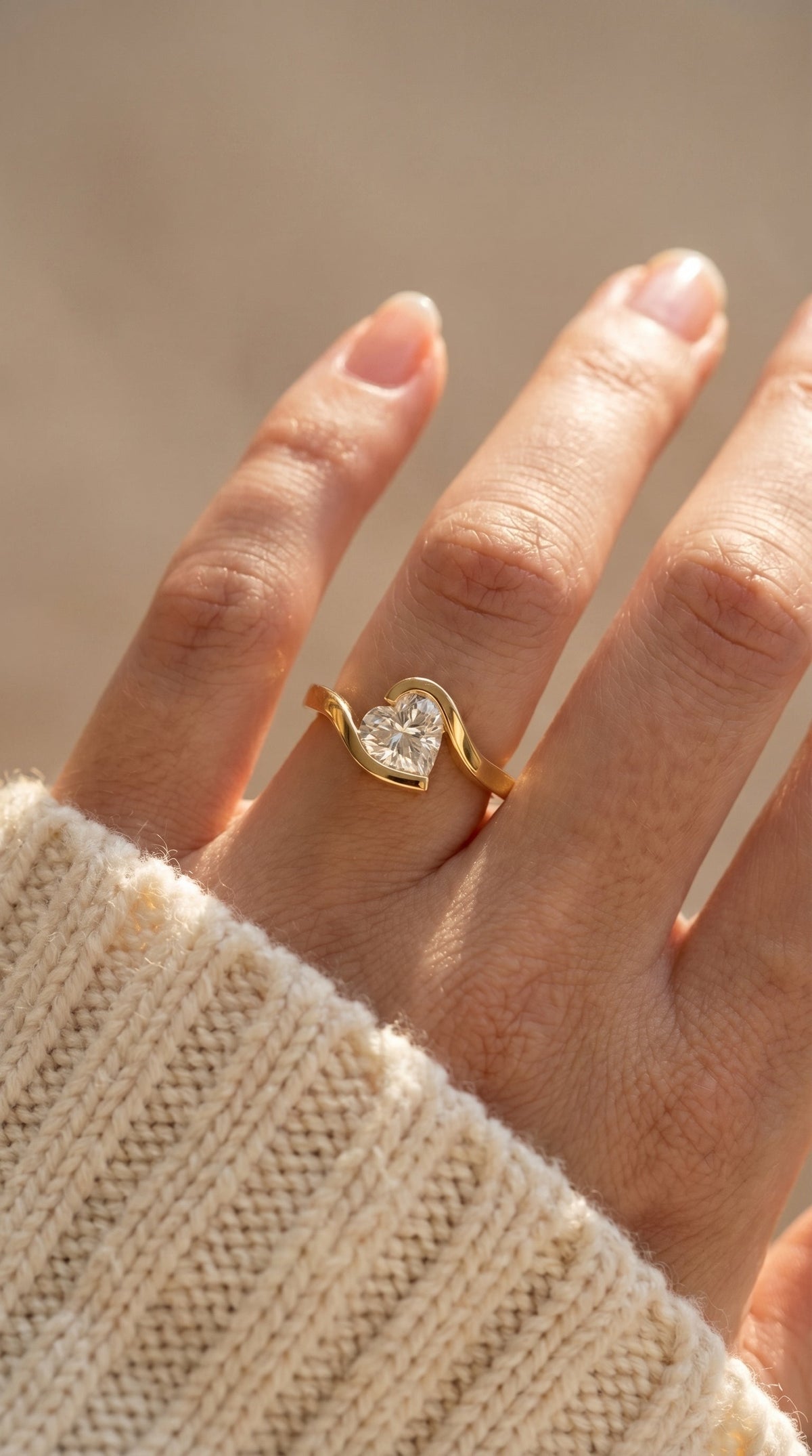 Modern Geometric Diamond Solitaire Engagement Ring, view 2
