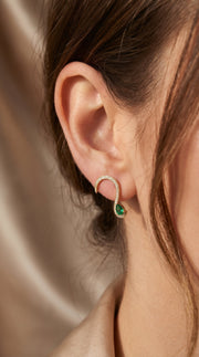 Green Gemstone Trance Pavé Fashion Earrings, view 2