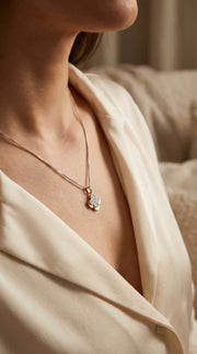 Elegant Pave Two-Tone Clover Diamond Pendant Necklace, view 2