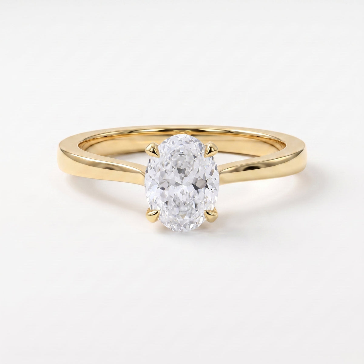 Portuguese Oval Cut Lab Grown Diamond Solitaire Engagement Ring, view 1