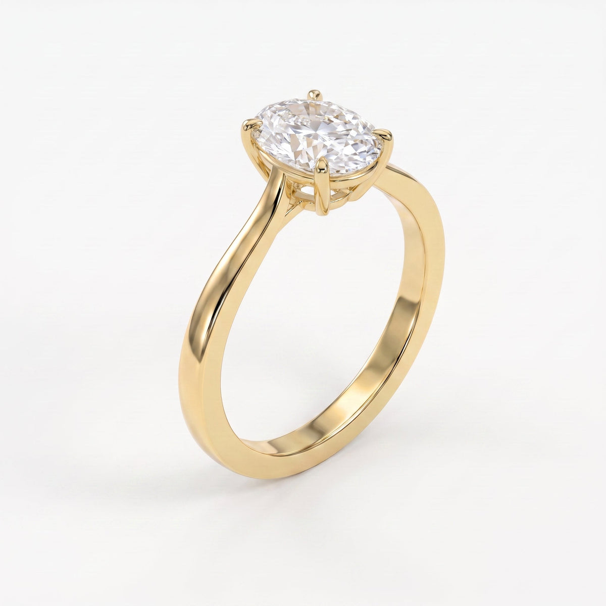 Portuguese Oval Cut Lab Grown Diamond Solitaire Engagement Ring, view 5