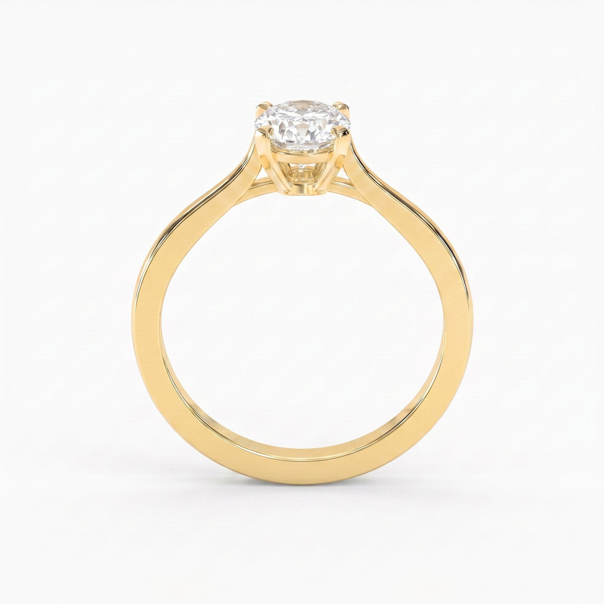 Portuguese Oval Cut Lab Grown Diamond Solitaire Engagement Ring, view 7