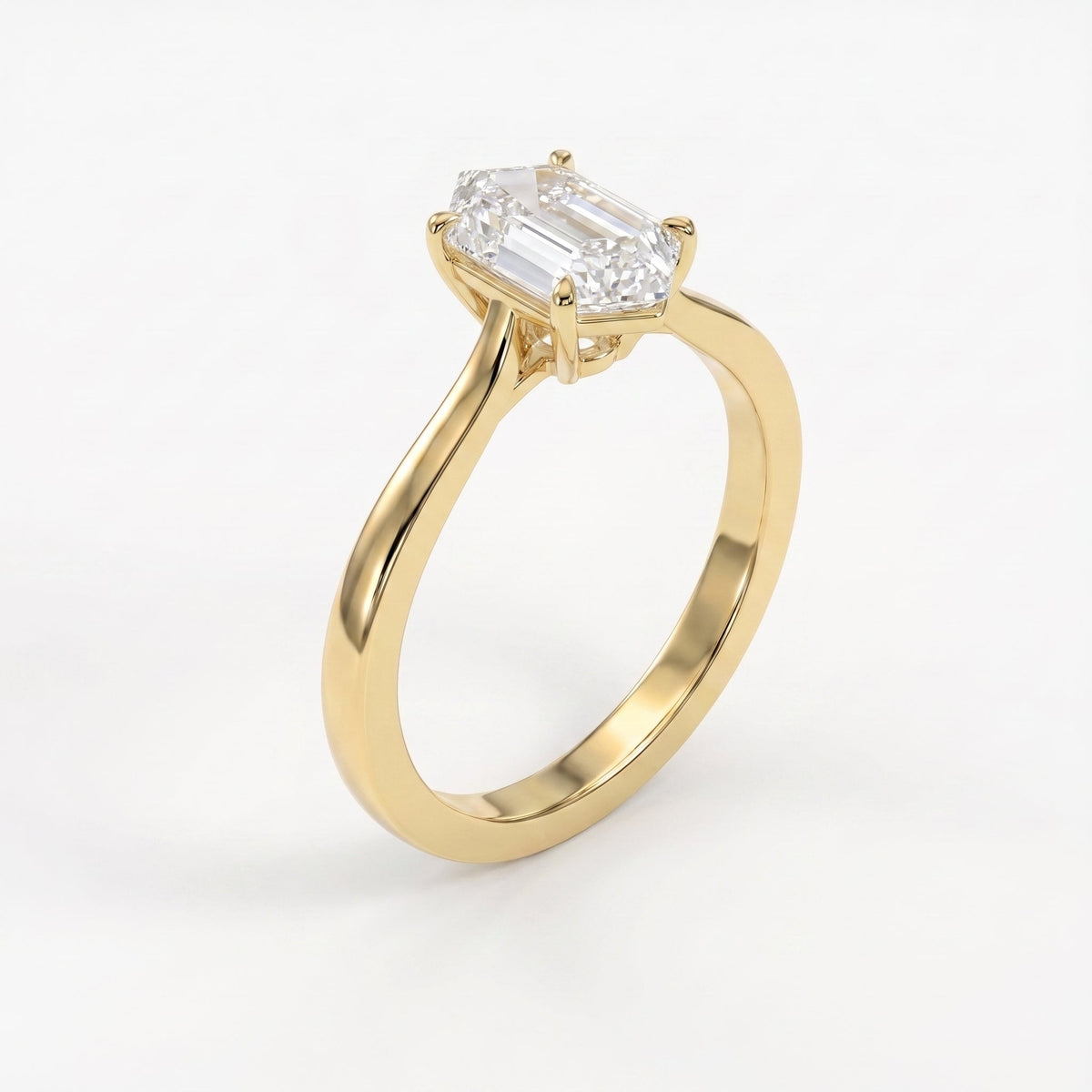 Elongated Hexagon Lab Diamond Solitaire Engagement Ring, view 3