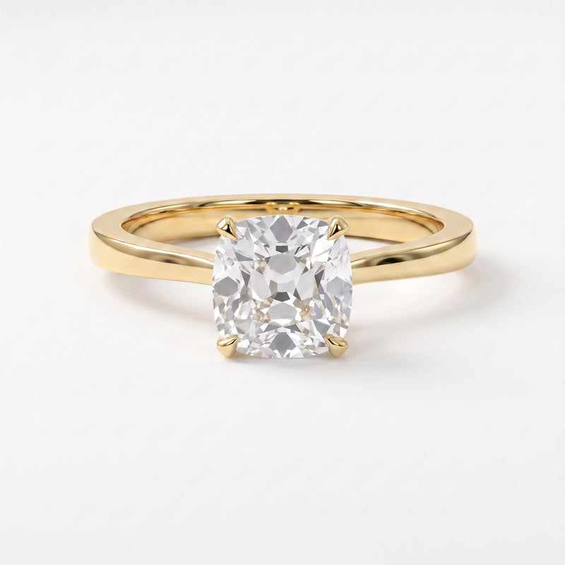 Old Miner Cut Lab Diamond Solitaire Engagement Ring, view 1