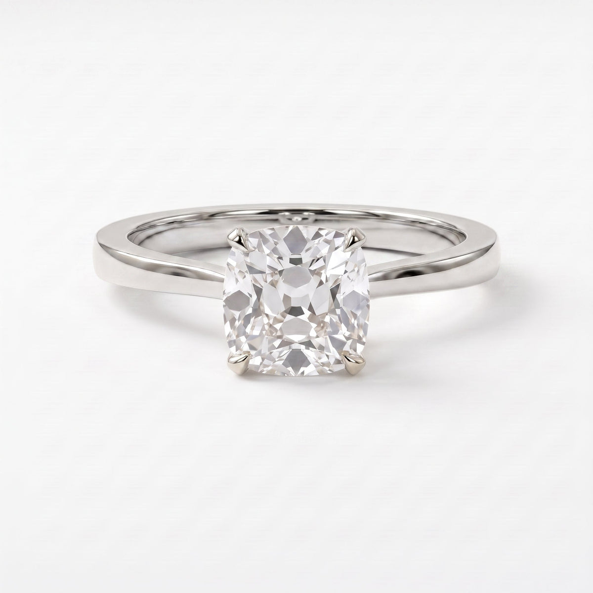 Old Miner Cut Lab Diamond Solitaire Engagement Ring, view 7
