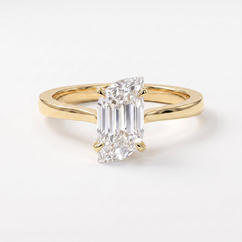 Flame Cut Lab Diamond Solitaire Engagement Ring, view 1